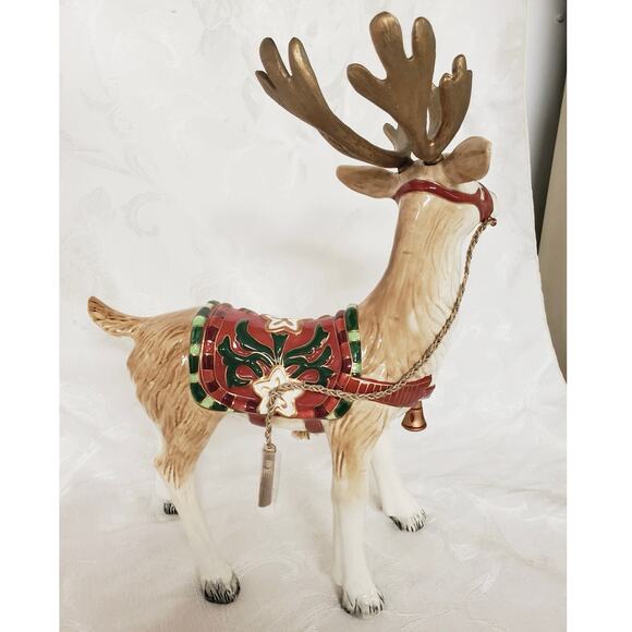 NEW Fitz & Floyd "Christmas Tidings" Ceramic Reindeer Figurines Discontinued - Picture 3 of 10